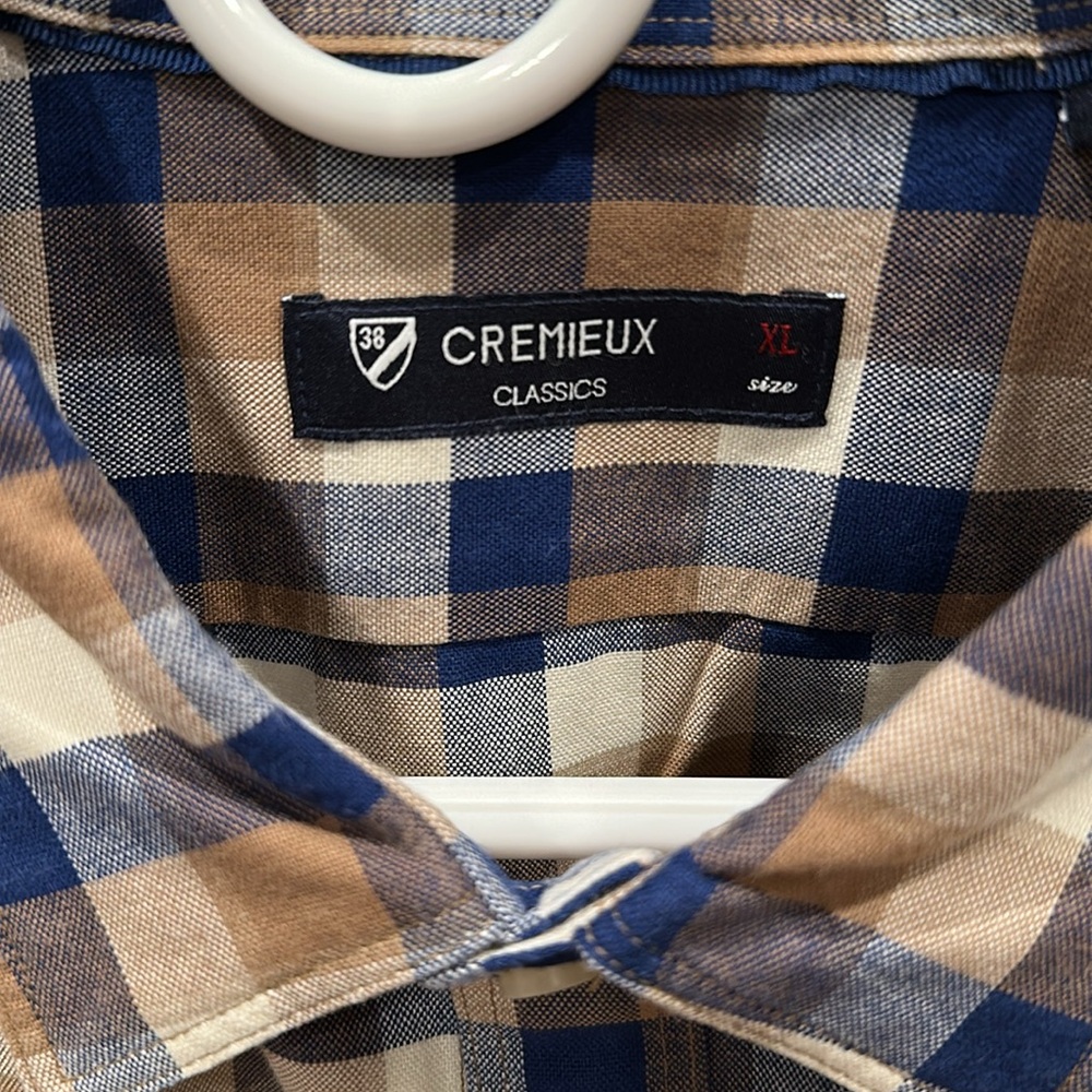 Like New Daniel Cremieux Men's Blue and Brown Plaid Shirt - Picture 3 of 5